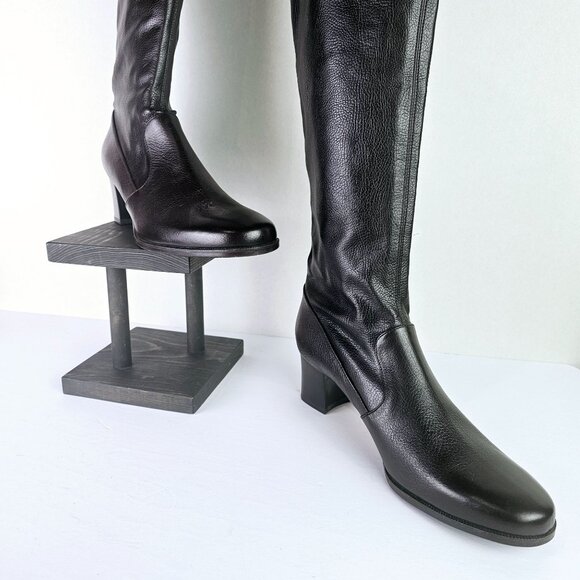 Prevata Tall Brown Nappa Leather Block Heel Pull-on Boot, Italy, $485 MSRP, Sz 9 - Picture 6 of 12